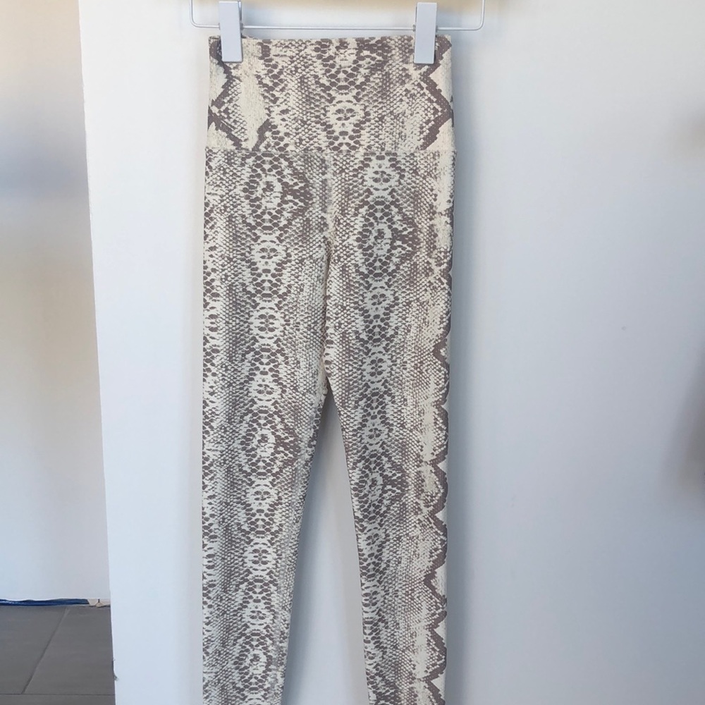 BeachRiot ribbed Snake Print full length legging in tan.